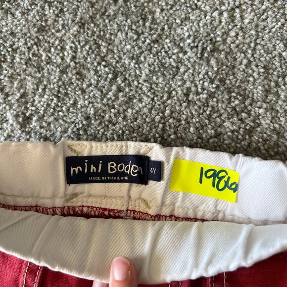 Mini boden shorts boys 4 red cargo casual summer classic preppy vacation school - Picture 7 of 13